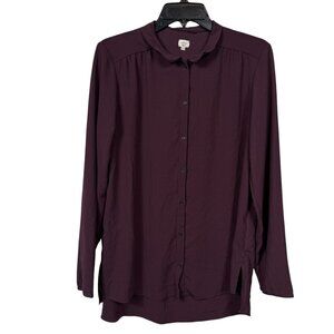 Wilfred Aritzia Button Up Shirt Womens Medium Purple Wine Career Business Casual